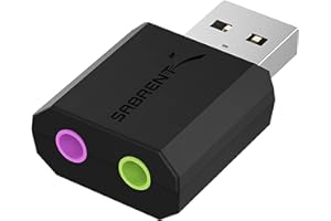 ‎SABRENT SABRENT USB Externe Soundkarte, USB auf Klinke 3,5mm, Kopfhörer auf Klinke, Audio zu USB Adapter (AU-MMSA)