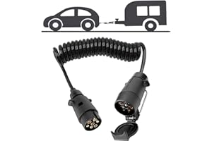 ‎TECHFECTION 3M Anhänger Verlängerungskabel 7 Polig Adapter Spiralkabel Anhängersteckdose Anhänger Verlängerung Anhängerkabel Kupplung Stecker auf Stecker für Auto PKW Bootstrailer Wohnwagen Wohnmobil Transporter
