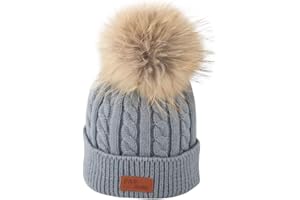 Topgrowth Cappello Cappellini Neonato Invernale di Lana Lavorato Bambino Cappelli Bambina Carina Berretto A Maglia con Pom