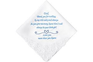 HOULIFE Embroidered Lace Wedding Handkerchief 60S Cotton White Hankies Personalized Embroidery Hanky for Bride Groom Wedding Day Gift, 32x32cm/12.6x12.6”