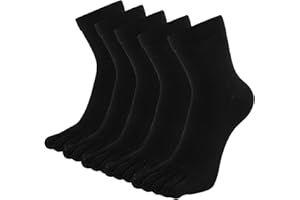 ZFSOCK Męskie skarpety z palcami bawełniane skarpety do biegania z pięcioma palcami kolorowe skarpety sportowe z palcami, 5 par, 6-10