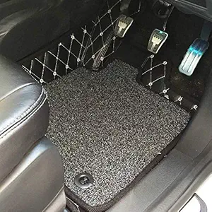 Elegant Luxury Leatherette 7D Car Mats Compatible with Hyundai I10 Nios (Black and White)