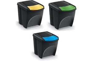 Keden Sortibox Juego de Cubos de Reciclaje Apilables (3, 25L)