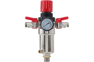 ORAZIO Air Filter Regulator 1/2", Industrial Quality Air Compressor Moisture Water Separator Trap Humid Removal with Pressure Reducing Valve and Guage, Pneumatic Tool Accessory 214108