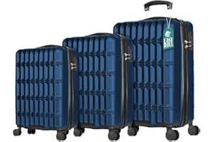 PROVITERA Set 3 Valigie Rigide in ABS, Valigia Rigida 38-59 - 90 Litri, Manico Telescopico, Ruote Easy Roll, Trolley Resistente e Leggero da Viaggio, Bagaglio a Mano (Blu Metal)