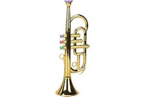 Dehumi Trumpet, 3 Tones, 3 Coloured Buttons, Playing Mini Musical Wind Instruments for Children, Birthday Party Toy, Gold