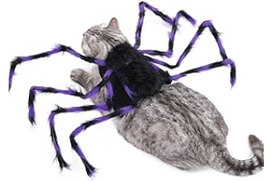 Siikarte Halloween-Kostüm für Hunde und Katzen, lebensechte Plüschspinne, verstellbar, Cosplay-Bekleidung, Party-Dekoration