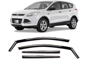 CLIM ART Lot de 4 deflecteur Voiture pour/Compatible avec Ford Kuga II 2013-2019, deflecteur d air, déflecteurs pour Auto, enfichables,Noir