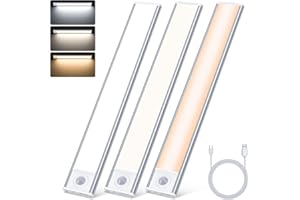 TRUMPETS 30CM Luce Armadio LED con Sensore Movimento 3 Colore 3000mAh USB-C Ricaricabile,Luce LED Sottopensile 3 Modalità Magneti,Luci LED Cucina per Cucina, Scale (3 Pezzi | PRO)