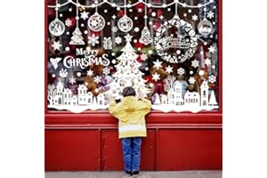heekpek Pegatinas Navidad Ventanas Cristal, 244 Piezas Pegatinas de Navidad para Ventanas Blanca Decoracion Navidad Ventana Grandes Vinilos Navidad Escaparate