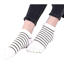 QUPOLPOL Women's Athletic Toe Socks U2013 3 Pairs Of Breathable Cotton Five-Toe Socks With Stylish Contrast Stripes For Yoga, Pilates, Fitness, And Everyday Wear