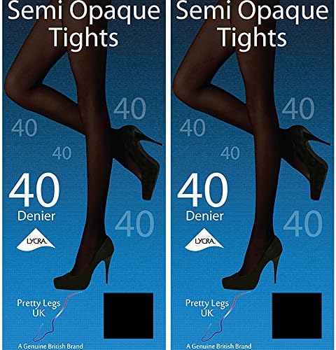 Pretty Legs Black Semi Opaque 40 Denier Tights (2 Pair Pack)