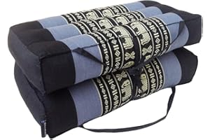 Collumino® Coussin de méditation traditionnel thaï en kapok avec poignée de transport