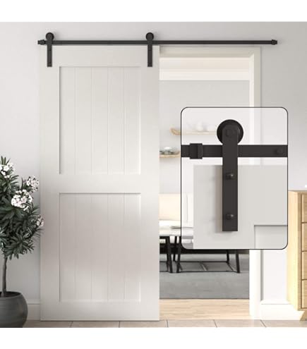 34in. W X 80in. H Glass Barn Door With Sliding Hardware Kit & Handle