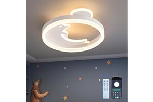 ‎MELOWEEL LED Deckenleuchte Delphin, 35cm 24W weiß Kinder Lampe Dimmbar 3000-6000K mit Fernbedienung/Mobile APP, Für Kinderzimmer, Babyzimmer, Jugendzimmer, Schlafzimmer, Mit Memory-Funktion, 3W Nachtlicht