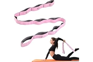 AiQinu Pasek do jogi, rozciągliwy, z 11 pętlami, bardzo elastyczne taśmy do fitnessu, bardzo elastyczne, do pilatesu, fitnessu, rozciągania