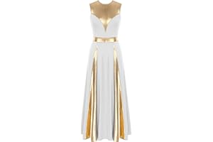 Freebily Robe de Louange Liturgique Femme Robe de Soiree Bapteme Cocktail Adulte Justaucorps Gymnastique Danse Costume Danse Lyrique Liturgical Praise Dress