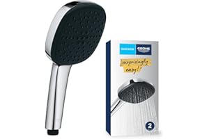 GROHE Vitalio Comfort 110 26926001 - Doccetta ad alta pressione (soffione quadrato da 11 cm, 2 getti: pioggia e getto, sistema anticalcare, anello in silicone, sistema di montaggio universale),