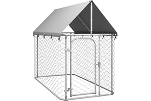 vidaXL Outdoor Dog Kennel with Roof - Versatile, Durable, Weather, Ample Space, Secure
