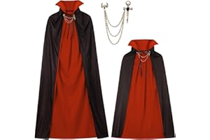 WINWILD Vampir Umhang Stehkragen Kinder 110cm 90cm,Schwarz Rot Doppelseitig Adel Vampirumhang mit Abzeichen,Halloween Vampir Kostüm Kinder Draculas Umhang Vampire Cape für Halloween Verkleidung Engelsflügel