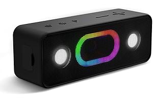 OHAYO tragbarer Bluetooth-Lautsprecher: 24 Stunden Spielzeit, IPX6 wasserdicht, 24 W Stereoklang, 5 RGB-Leuchten, Bluetooth 5.3,TWS-Wireless-Kopplung, geeignet für Reisen, Sport, Camping, Outdoor