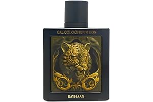 RayhaanTiger Cal Cologne Edition Extrait de parfum en vaporisateur unisexe 3,4 oz – 30 % huile parfumée de luxe avec oud, safran, ambre, vanille et bois de santal | 100 ml avec autocollant Kajal