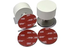 Bkiyougo White Door Stop 2 Pack with Extra Stickers, Self-Adhesive White Rubber Door Protector, Heavy Duty Stainless Steel Body with Sound Dampening Bumper Top for Home & Office Use