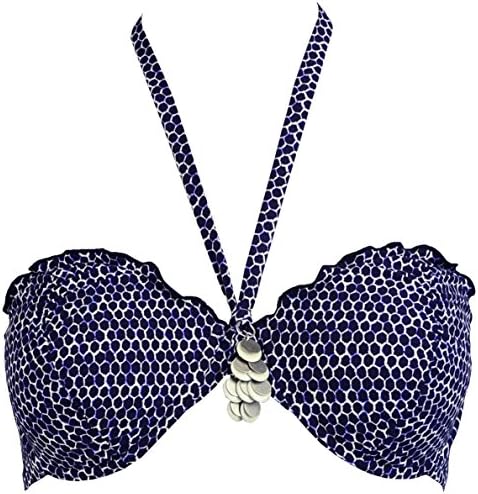 Red Point Beachwear Woman, Bikini Bra, Bandeau Wires Foam, Spa Size: 40, Cup C, Navy Blue, Sumba, Ethnic Pattern