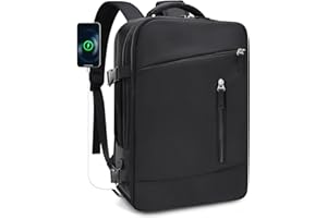 BAGROUPS Bagage Cabine 40x30x15 pour Air France British Airways Sac à Dos Voyage Cabine Avion 20L Sac de Voyage avec USB Charging Port Sacs à Dos Ordinateur Portable 15.6Pouces pour Femme Homme Noir