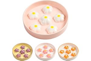 PTOBER Gamelle en céramique pour chat – 170,1 g – Plat de nourriture puzzle pour une alimentation saine – Peu profond et large – Passe au lave-vaisselle – 16 x 3 cm (l x H) – 170 g – Fleurs blanches