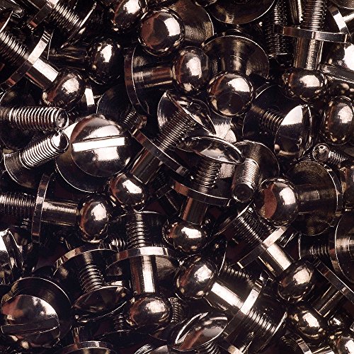 15 Knopfschraubnieten Patronentaschenverschluss Beiltaschenknöpfe Knopfnieten zum Anschrauben Pilzkopfschrauben 6MM nickel-geschwärzt - 3