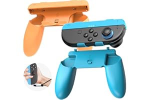 CloudValley 2-in-1 Grips Kit for Nintendo Switch 2 Joy-Cons [Holder + Wrist Strap] - Wear-Resistant Ergonomic Controller Holder, Enhanced Comfort Accessories, (Blue + Orange)