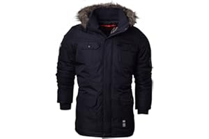 Crosshatch Mens Heavy Weight Fur Hood 'Parked' Parka Padded Waterproof Winter Coat Jacket