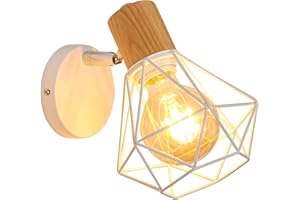 Comely Lampada da Parete Interna Industriale Metallo Gabbia Design, E27 Applique Camera da Letto, Regolabile 360° Plafoniera da Parete Interno per Corridoio Soggiorno Cucina Studio