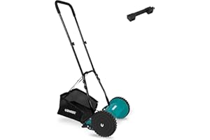 VONROC Tondeuse à Gazon Manuelle 300mm - Tondeuse à Enrouleur - Réglage de Hauteur, Roues Antidérapantes, Lames en Acier, Construction Robuste - Support Murale Inclus