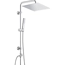 Colonna Doccia Acciaio Inox Senza Miscelatore - Soffione Pioggia 30x30 Cm, Mensola, Regolabile - Foto 11