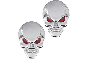 EQLEF 3D Metallschädel Autoaufkleber, 2 Pcs 3D Schädel Zink Legierung Metall Auto Aufkleber Schädel Emblem Abzeichen Auto Styling Aufkleber Zubehör für Auto Motorrad