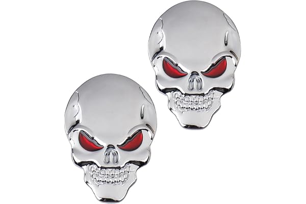 Autocollant De Voiture Métal Skull 3D, 2 Pcs En Alliage de Zinc, Emblème Badge Car Styling Accessoires pour Voiture et Moto