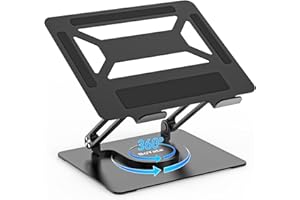 BoYata Laptopständer für Schreibtisch, Verstellbarer Computerständer mit 360° Drehbarer Basis, Ergonomischer Faltbarer Laptop Riser Halter Kompatibel mit MacBook Pro/Air, Laptops bis 17 Zoll-Schwarz