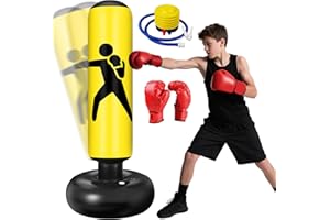 Ninonly Sacco da Boxe per Bambini 160cm con Guantoni e Pompa Punching Ball Bambini Perfetto per Allenamento a Casa, All'Aperto, Sacco Boxe da Terra Ideale