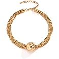 Prosy Chunky Geometric Sphere Choker Necklace Chain and Bracelets Thick Necklaces Hand Chains Punk Jewelry for Women and Girls