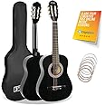 3rd Avenue 1/2 Size Kids Classical Guitar Spanish Nylon String Beginner Pack Bundle - 6 Months FREE Lessons, Bag, Strings – Black
