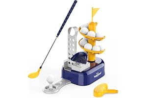 EagleStone Toddler Golf Set with Foot Pedal Launcher, Kids Golf Toy for Ages 3-8, Includes Adjustable Golf Club, 15 Balls & Golf Cart, Indoor&Outdoor Sports Gift for Boys and Girls
