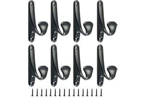 Lxoraziy 8 Piezas Ganchos de Metal, Ganchos Percheros de Pared, Gancho Perchas para Abrigos con Tornillos, para Colgar Abrigo, Sombrero, Toalla, Bufanda(Negro)