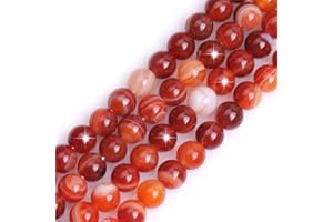 GEM-INSIDE CREATE YOUR OWN FASHION Cuentas sueltas redondas de ágata de ónix rojo natural, semi preciosas de 8 mm, para hacer joyas, bricolaje, pulsera, collar, manualidades, 15 pulgadas