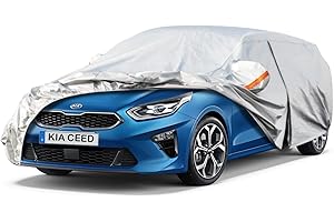 Kayme Bâche Voiture Étanche Respirante, 6 Couches Hayon Housse de Protection Voiture Extérieur Compatible avec 2007-2024 Kia Ceed, Contre Pluie Soleil Poussière avec Zip et Doublure en Coton.