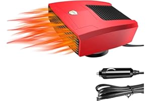 EVNOI 2022 Newest Car Heater Defogger 12V 200W, 2 in 1 Heating/Cooling Mini Car Heater Defroster Anti-Fog Plug in Cigarette Lighter, Defroster with Ergonomic Handle Windshield Defroster-Red