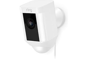 Ring Spotlight Cam Wired | Überwachungskamera für aussen mit HDR-Video, WLAN, 3D-Bewegungserfassung, Kamera funktioniert mit Alexa | festverdrahtete Sicherheitskamera mit LED und Sirene | Weiß