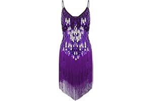 CHICTRY Womens Adult Sleeveless Sequin Fringe Tassels Ballroom Samba Tango Latin Dance Dress