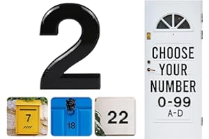 RUBIGO Black Door Numbers Stick On, 0-99, Letters A, B, C, D, 3'' House Numbers Self Adhesive Stickers, For Doors, Mail Boxes, Hotel Rooms (2)